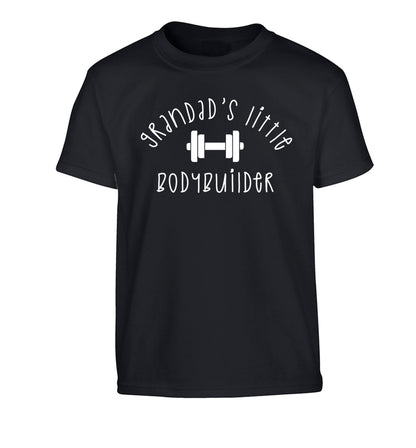 Grandad's little bodybuilder Children's black Tshirt 12-14 Years