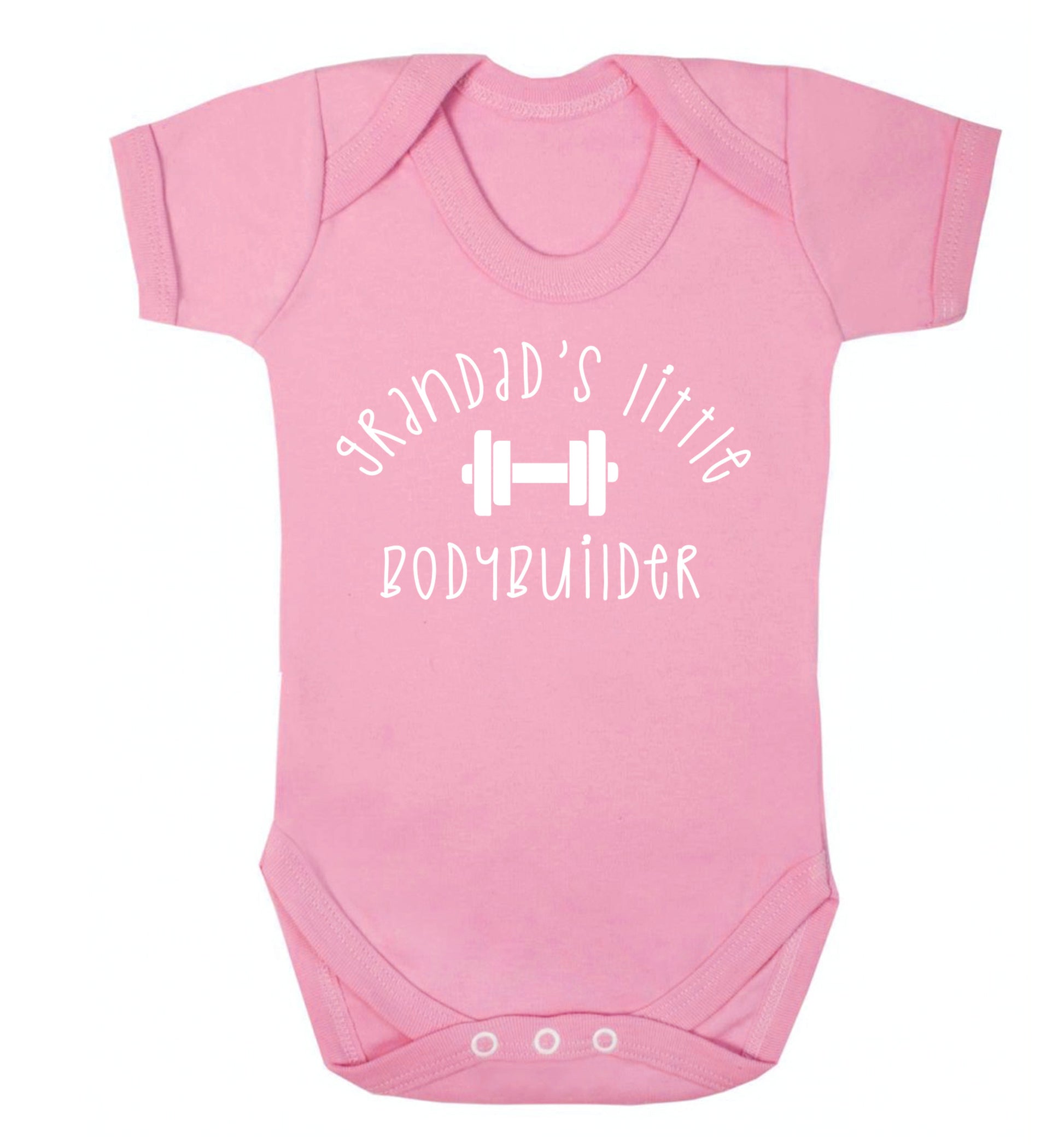 Grandad's little bodybuilder Baby Vest pale pink 18-24 months