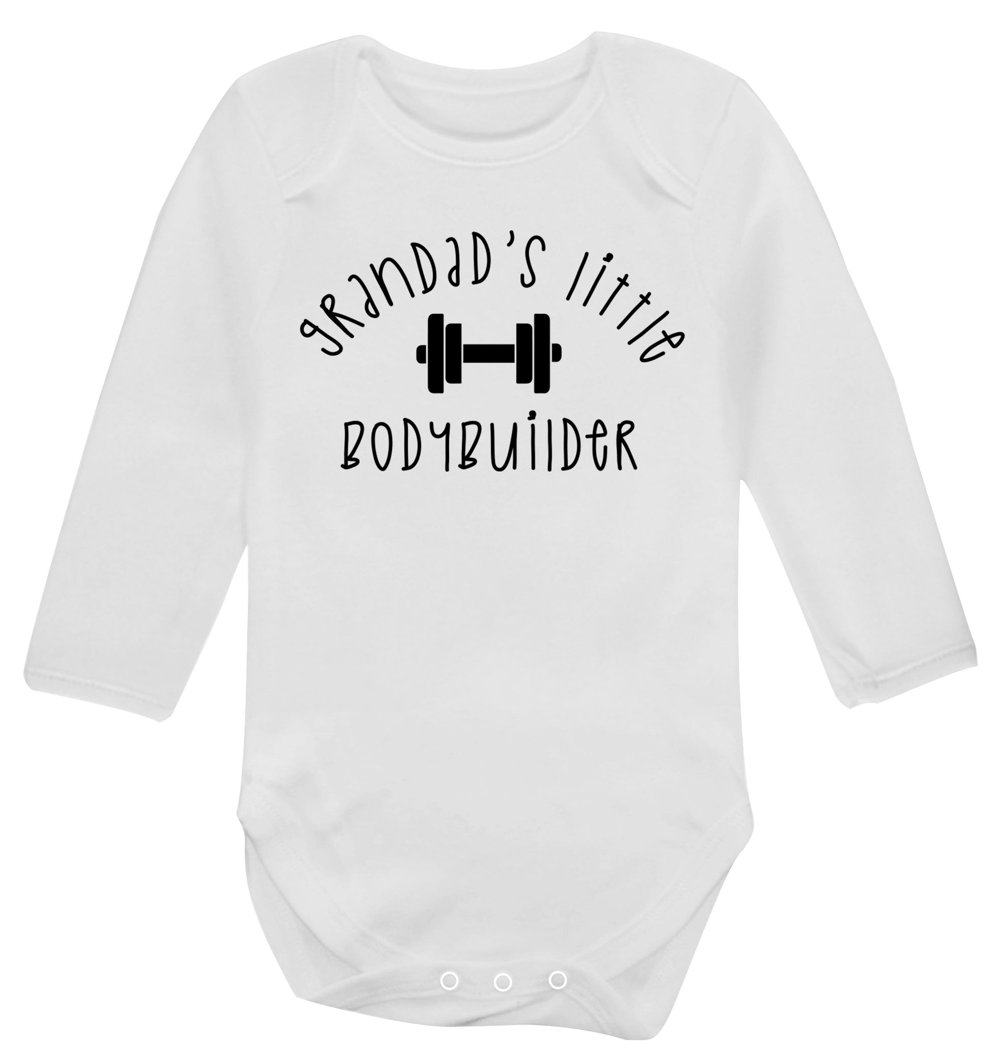 Grandad's little bodybuilder Baby Vest long sleeved white 6-12 months