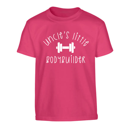 Uncle's little bodybuilder Children's pink Tshirt 12-14 Years