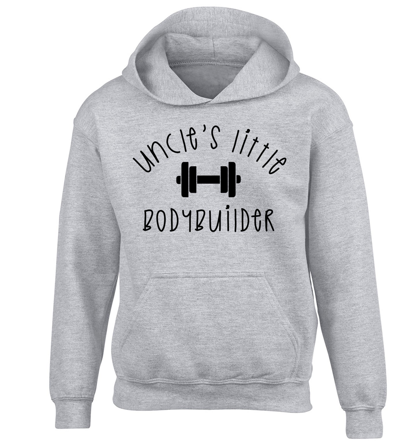 Uncle's little bodybuilder children's grey hoodie 12-14 Years