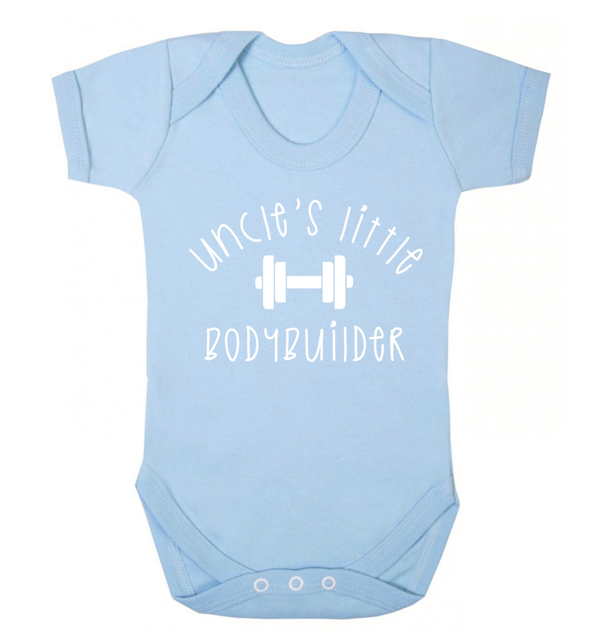 Uncle's little bodybuilder Baby Vest pale blue 18-24 months