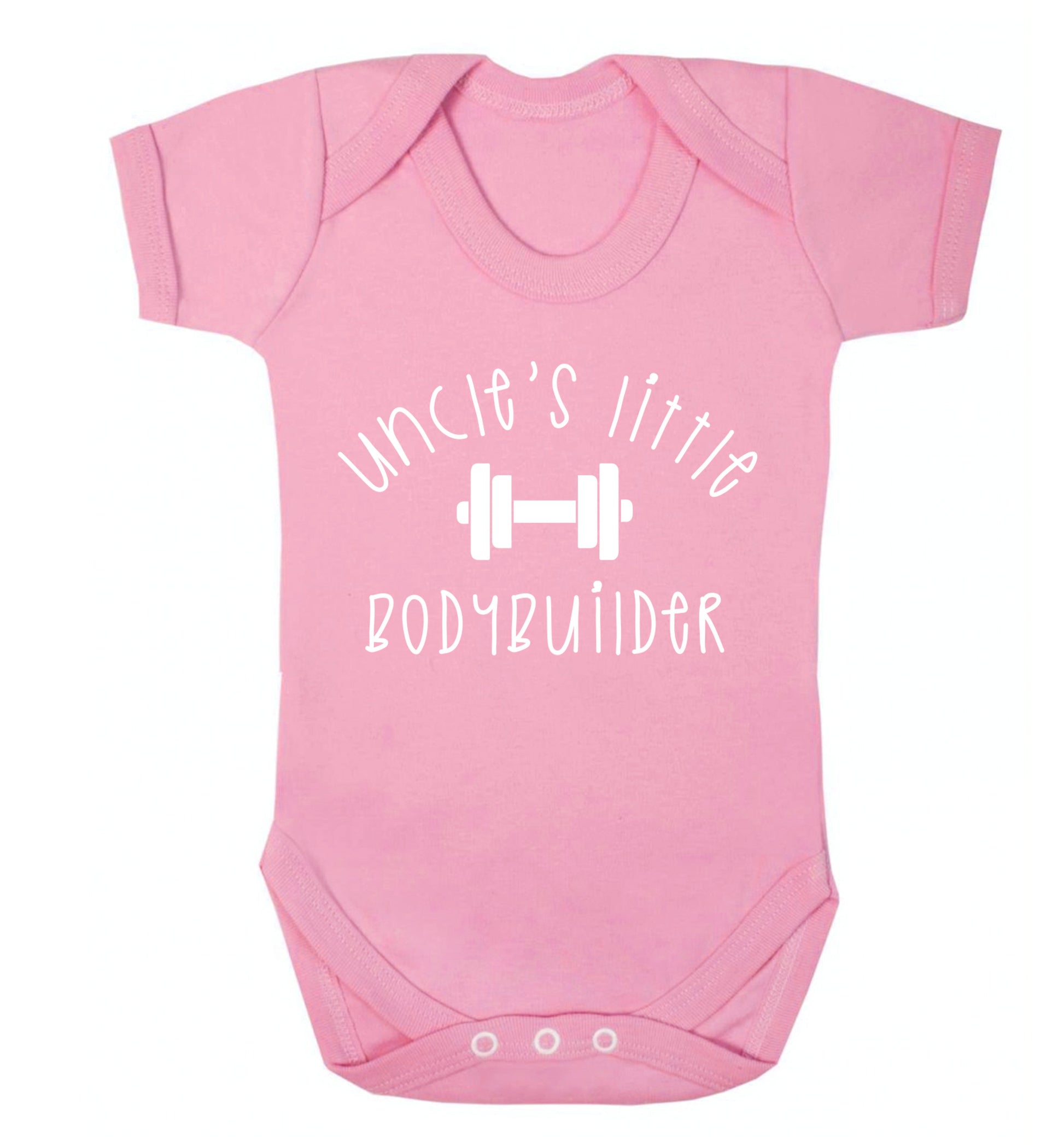Uncle's little bodybuilder Baby Vest pale pink 18-24 months
