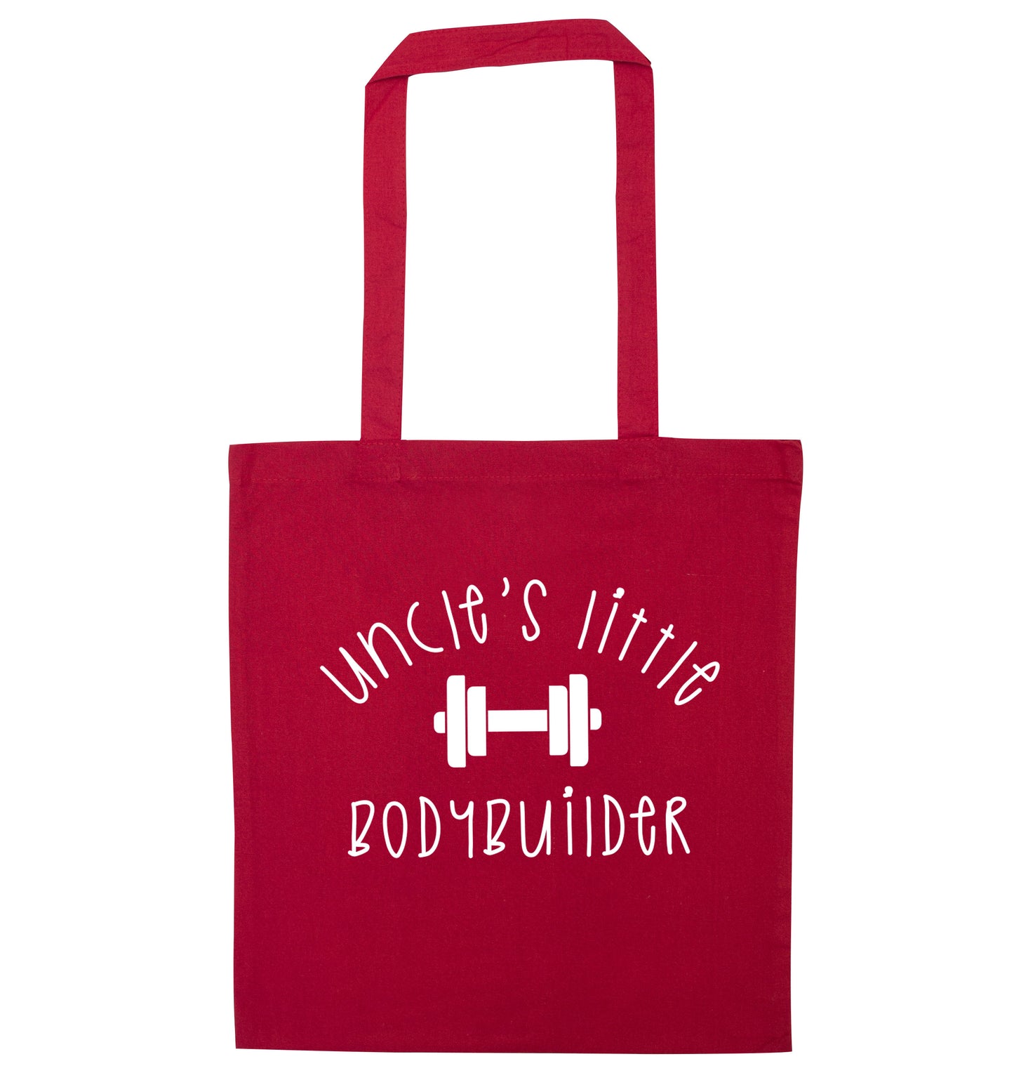 Uncle's little bodybuilder red tote bag