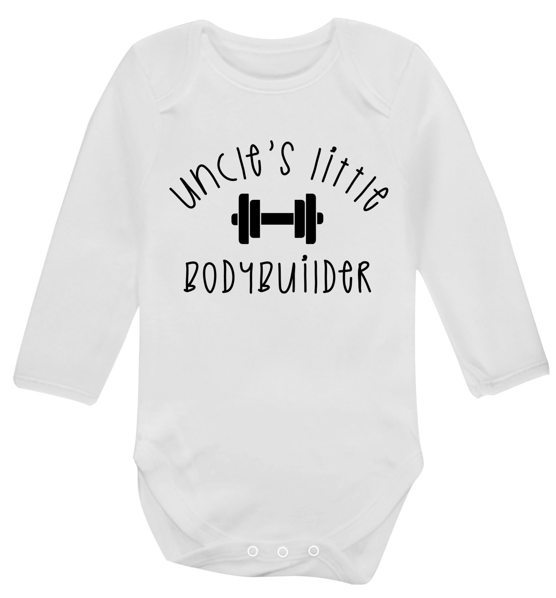 Uncle's little bodybuilder Baby Vest long sleeved white 6-12 months