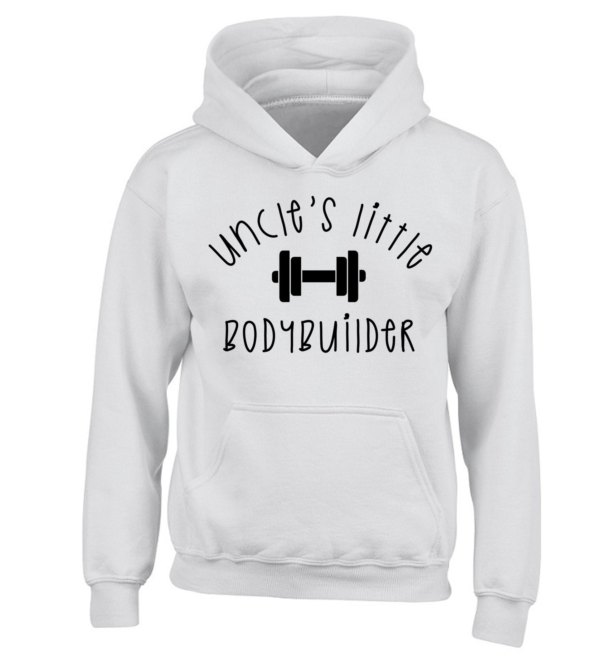 Uncle's little bodybuilder children's white hoodie 12-14 Years