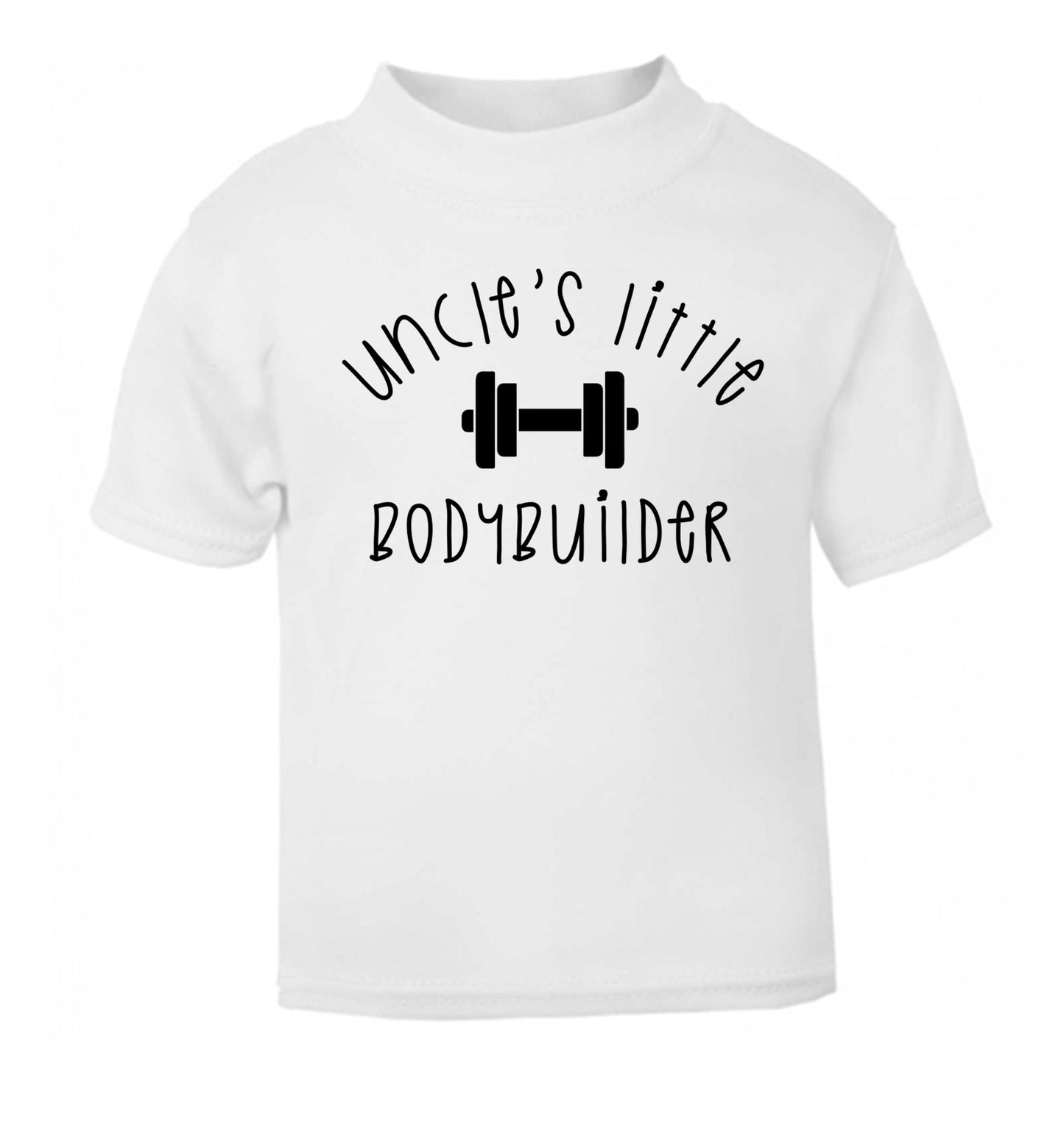 Uncle's little bodybuilder white Baby Toddler Tshirt 2 Years