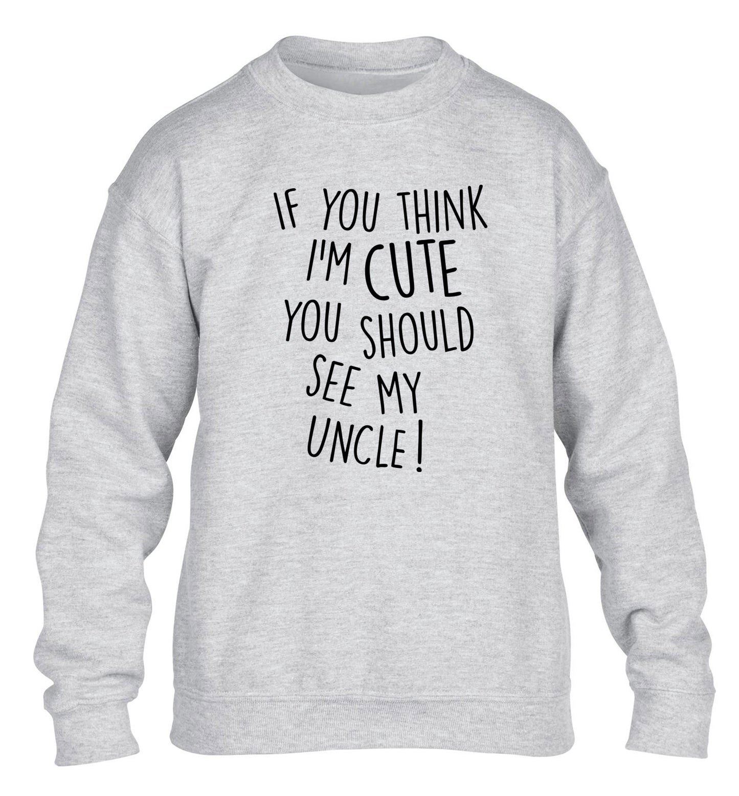 If you think I'm cute you should see my uncle children's grey sweater 12-14 Years