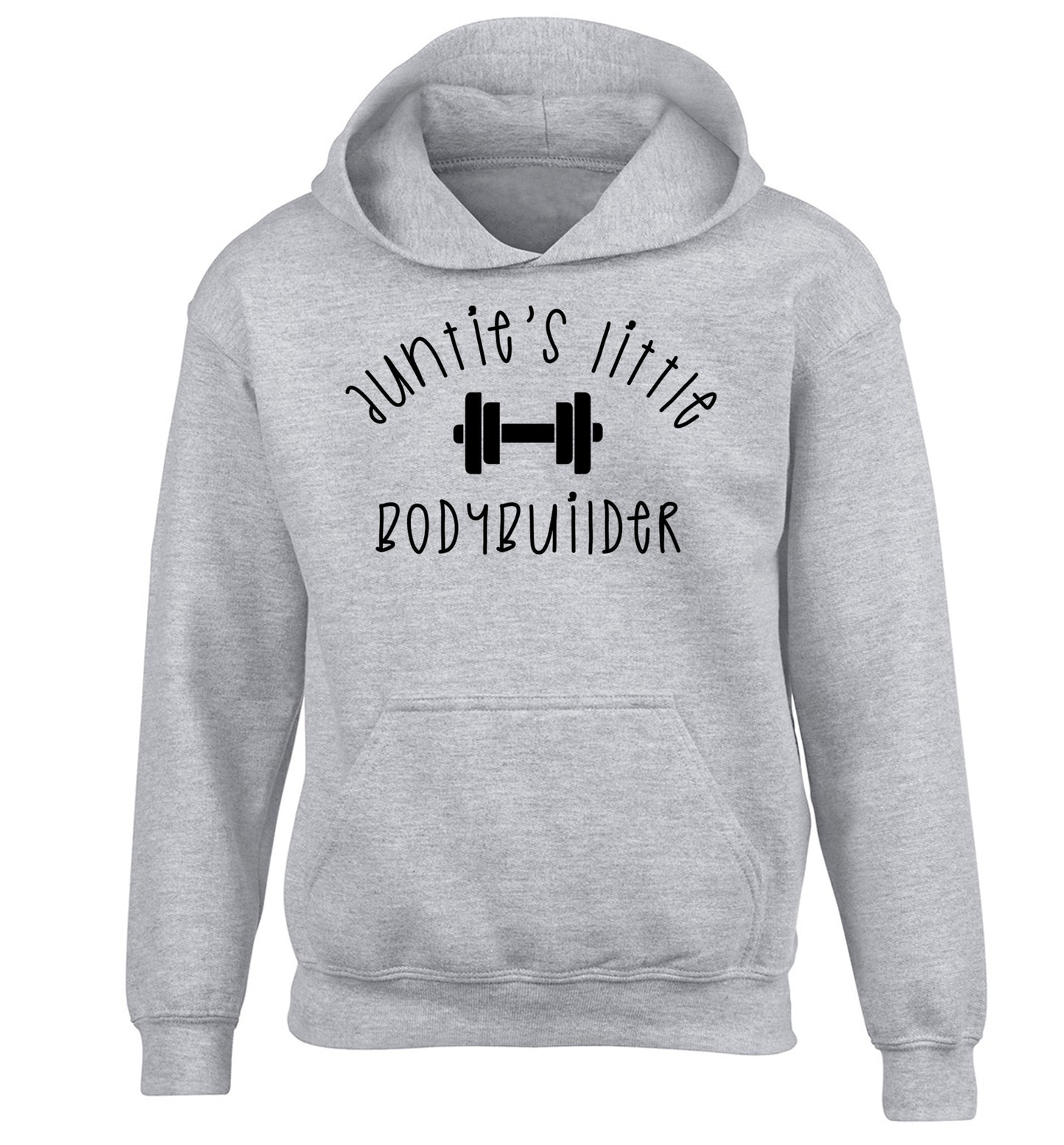 Auntie's little bodybuilder children's grey hoodie 12-14 Years