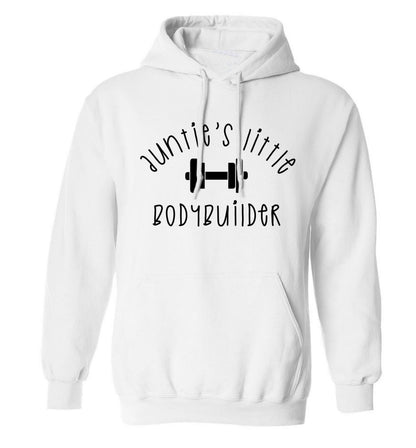 Auntie's little bodybuilder adults unisex white hoodie 2XL