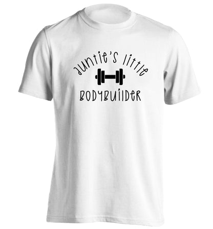 Auntie's little bodybuilder adults unisex white Tshirt 2XL