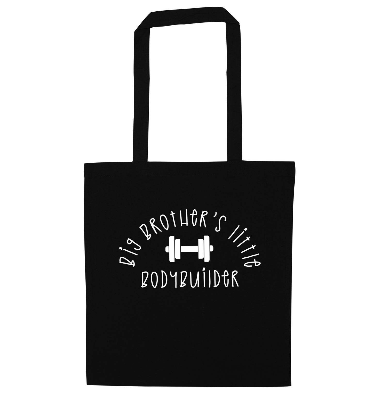 Big brother's little bodybuilder black tote bag