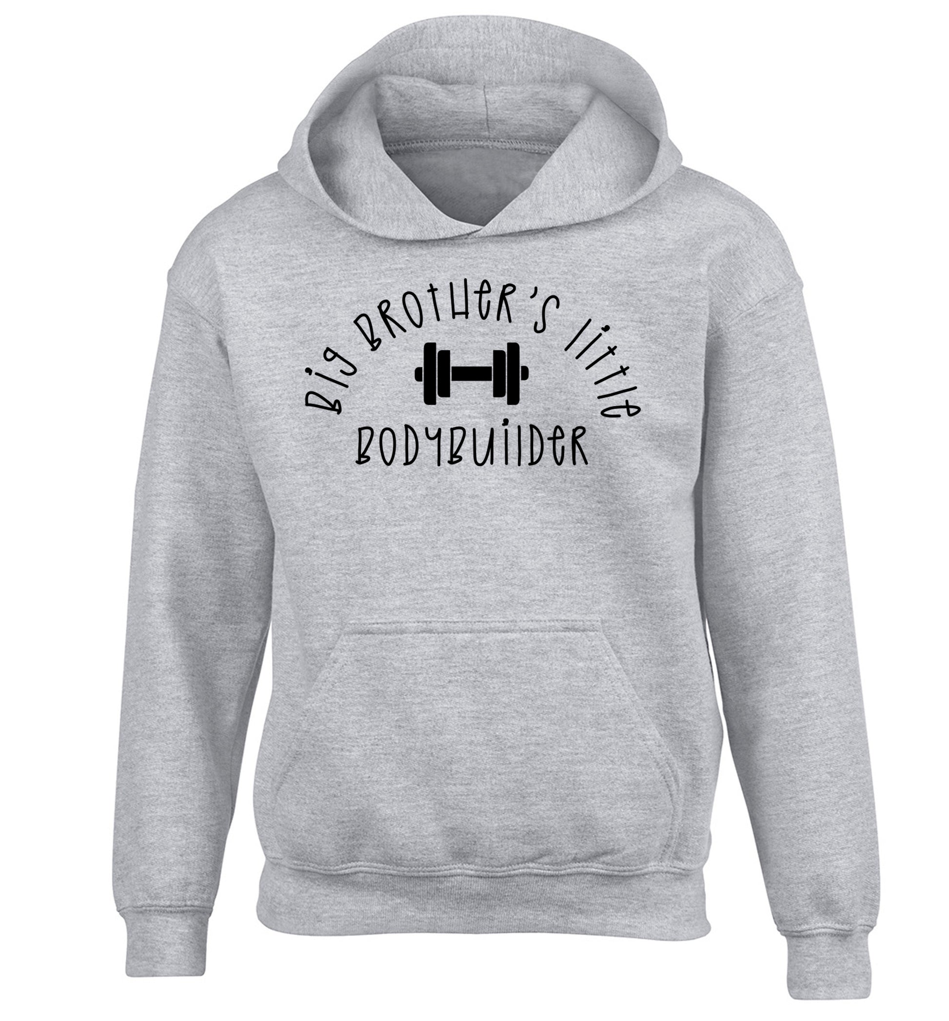 Big brother's little bodybuilder children's grey hoodie 12-14 Years
