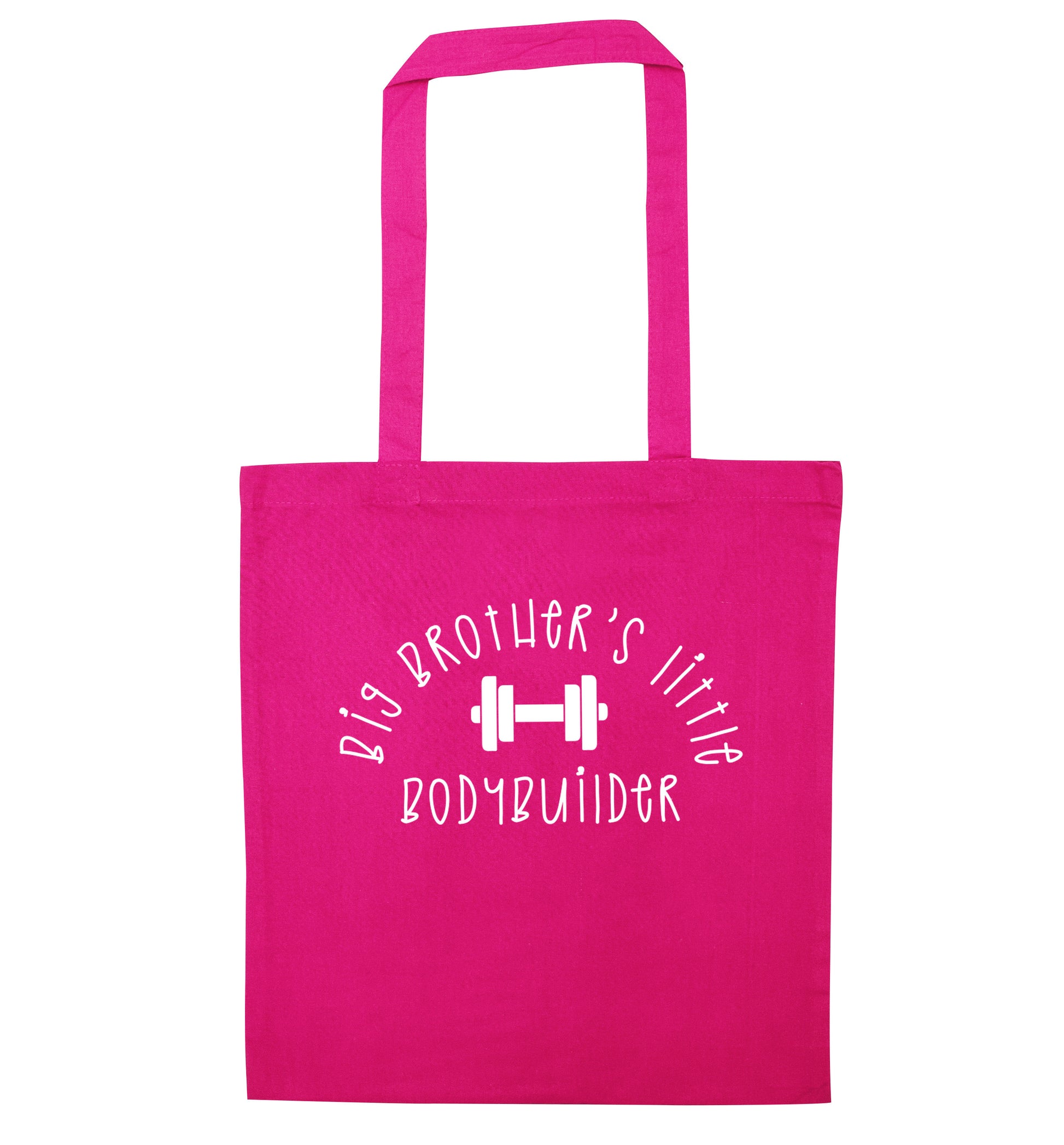 Big brother's little bodybuilder pink tote bag