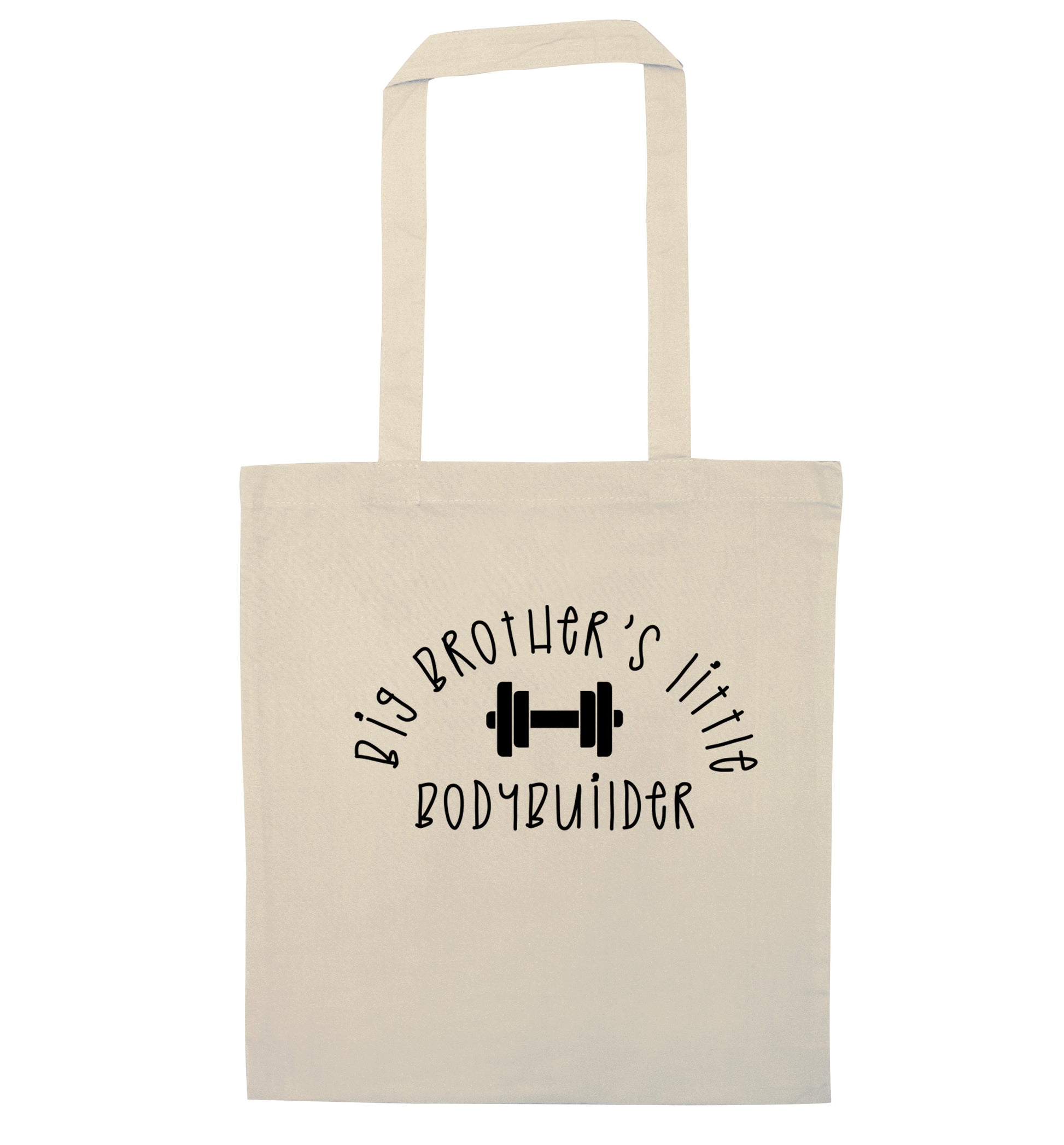 Big brother's little bodybuilder natural tote bag