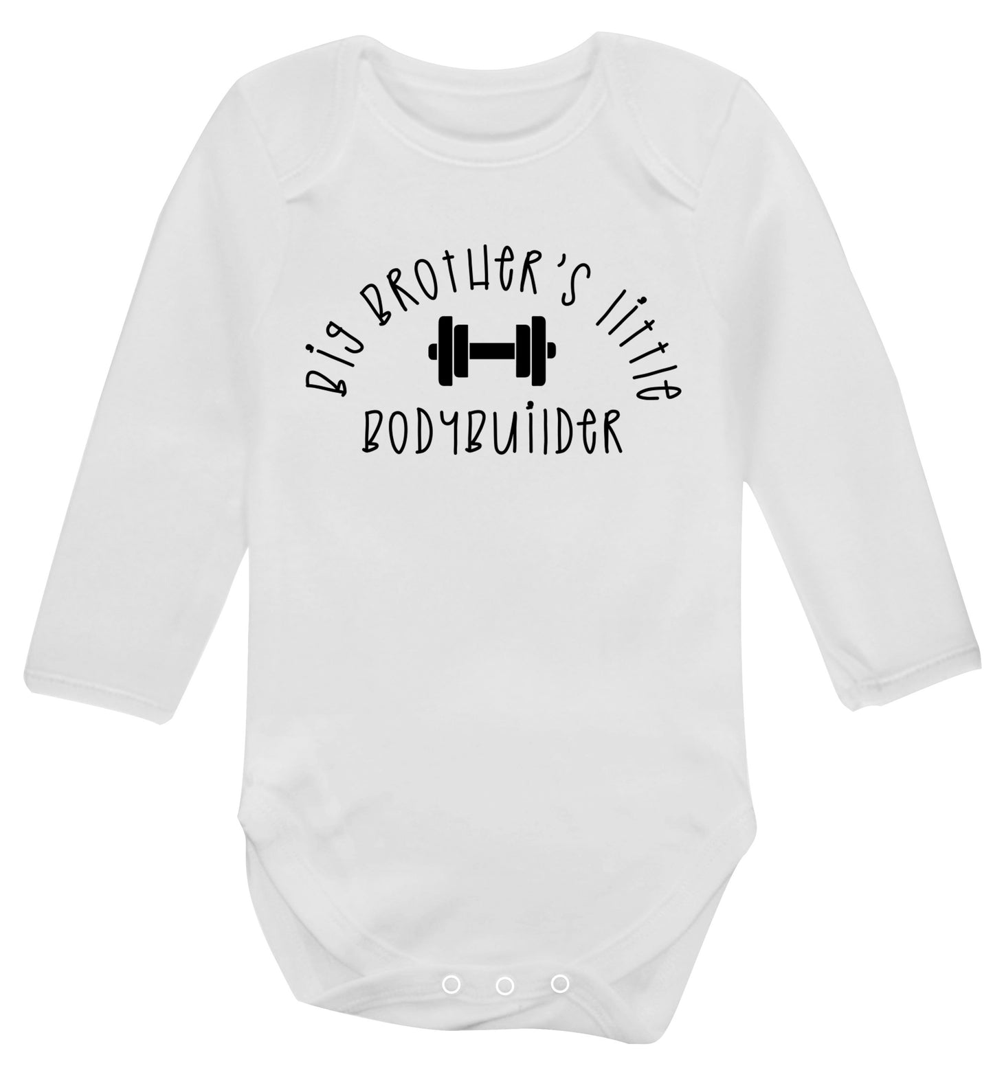 Big brother's little bodybuilder Baby Vest long sleeved white 6-12 months