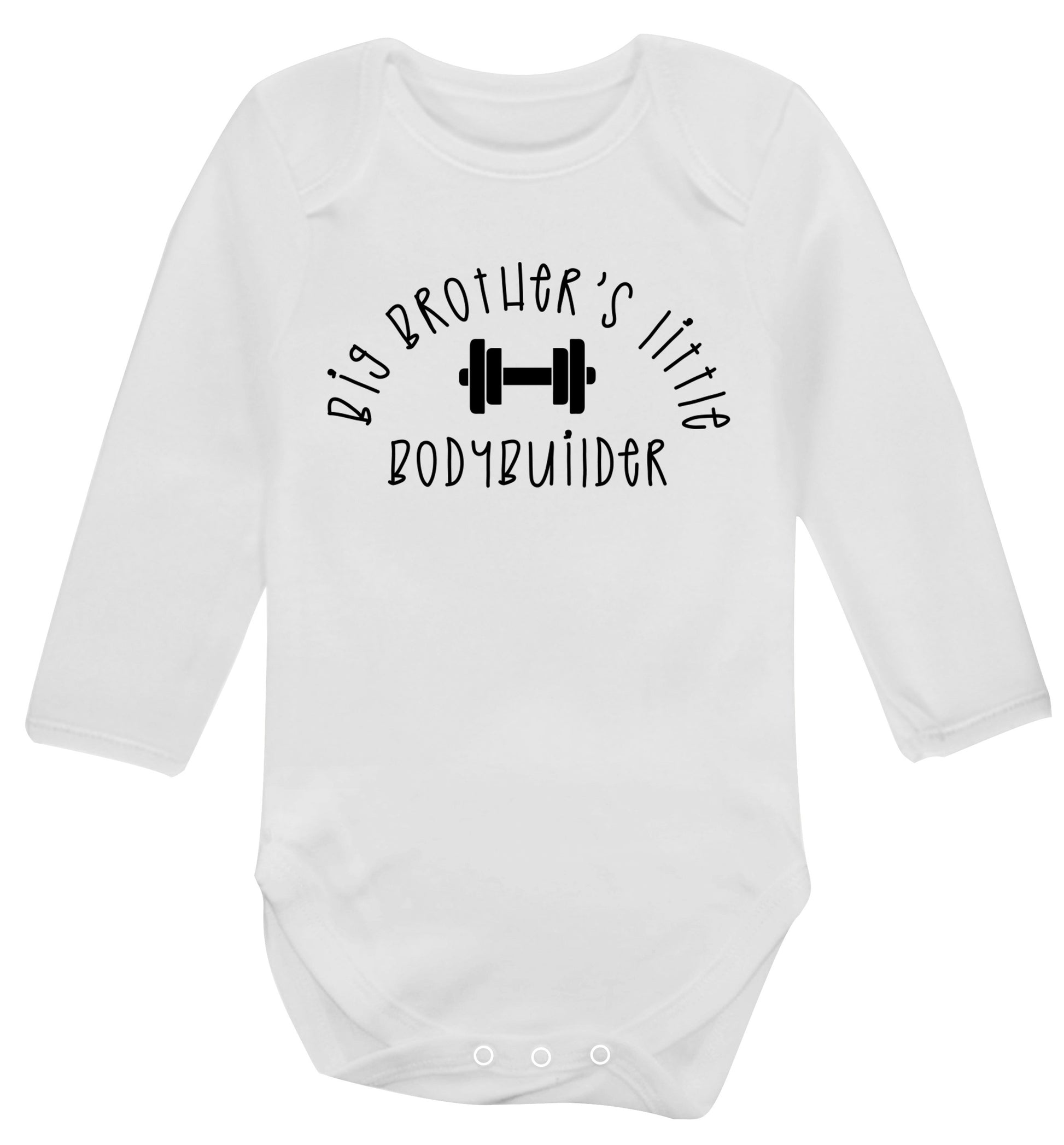 Big brother's little bodybuilder Baby Vest long sleeved white 6-12 months