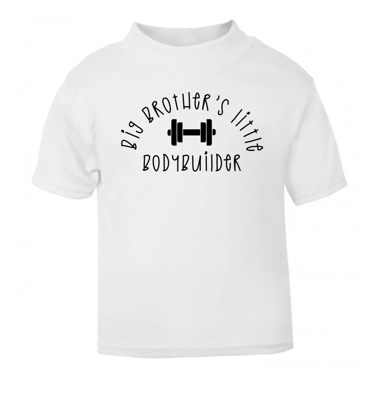 Big brother's little bodybuilder white Baby Toddler Tshirt 2 Years