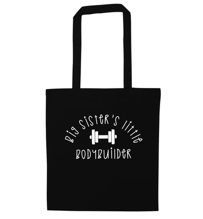 Big sister's little bodybuilder black tote bag