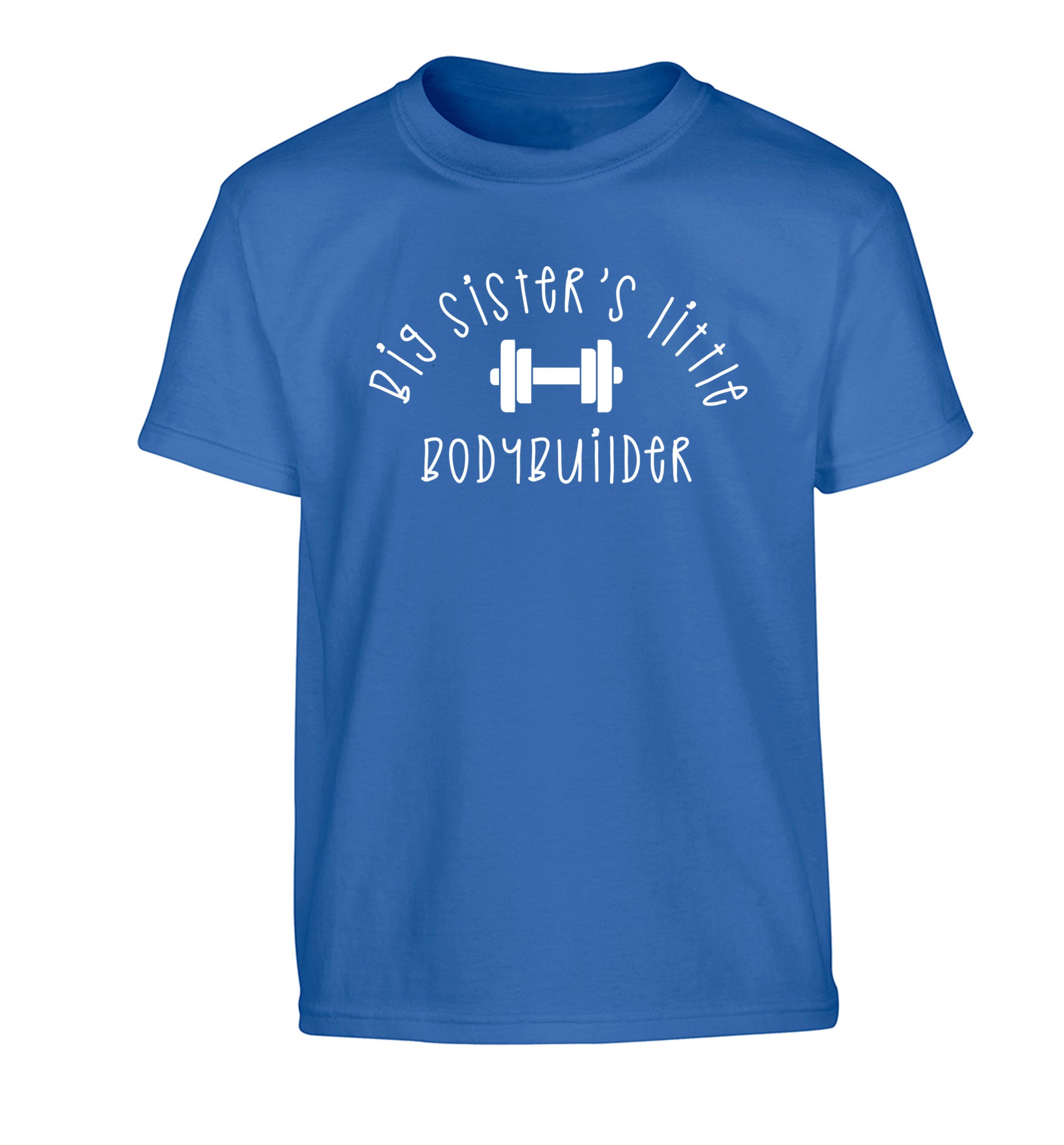 Big sister's little bodybuilder Children's blue Tshirt 12-14 Years