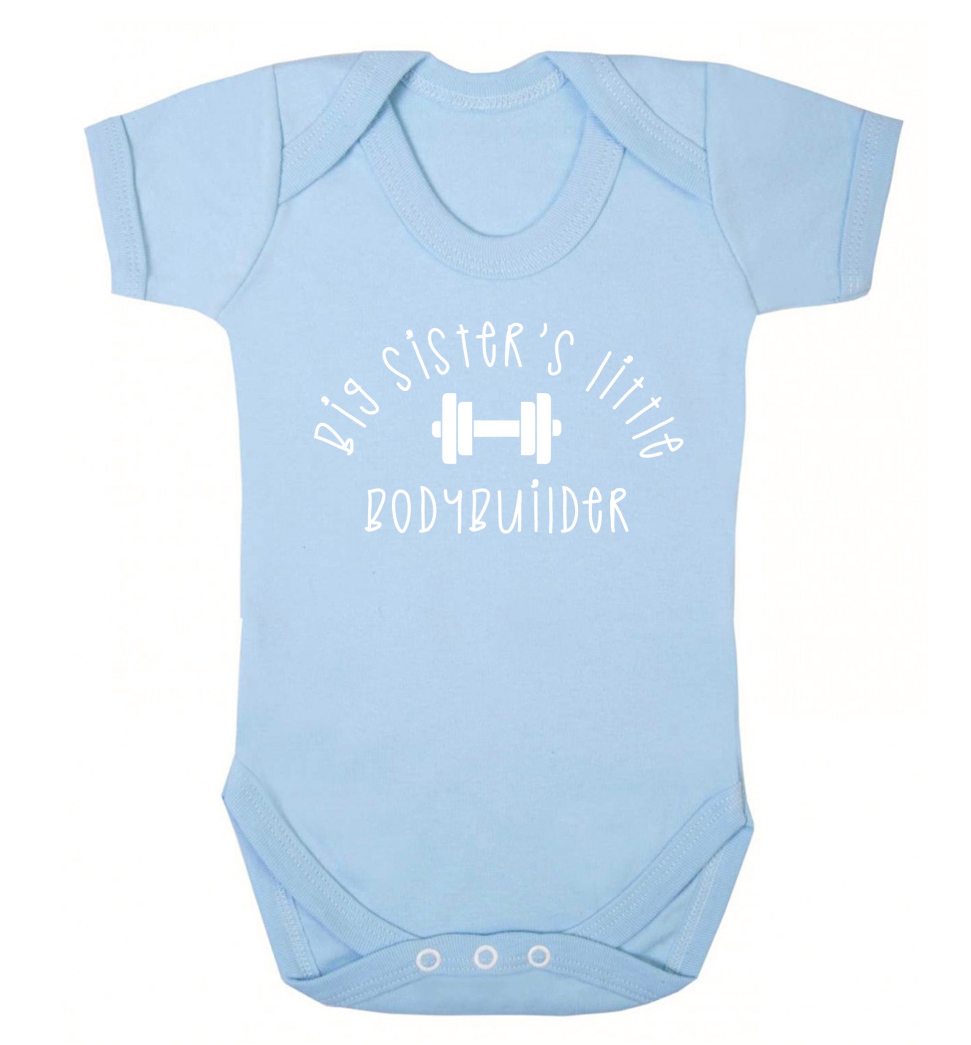 Big sister's little bodybuilder Baby Vest pale blue 18-24 months