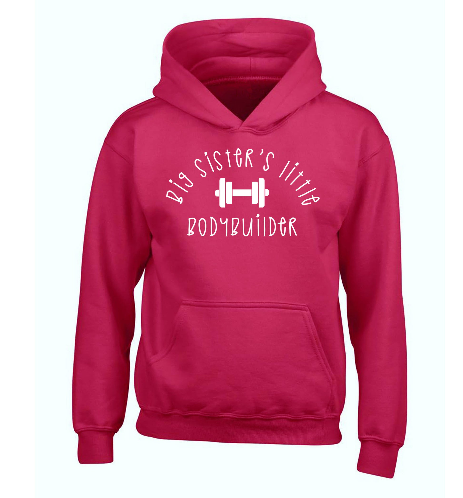 Big sister's little bodybuilder children's pink hoodie 12-14 Years