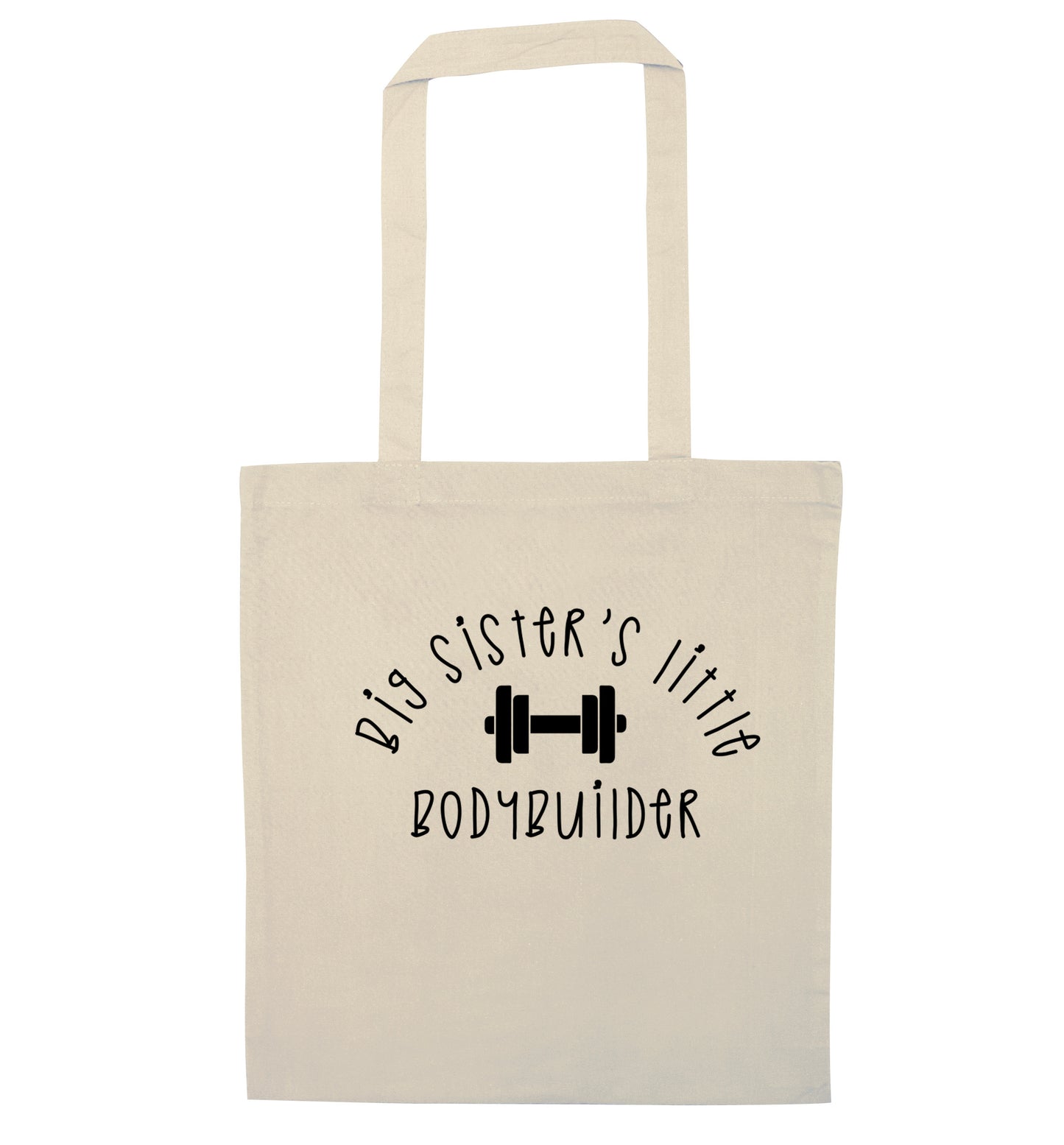 Big sister's little bodybuilder natural tote bag