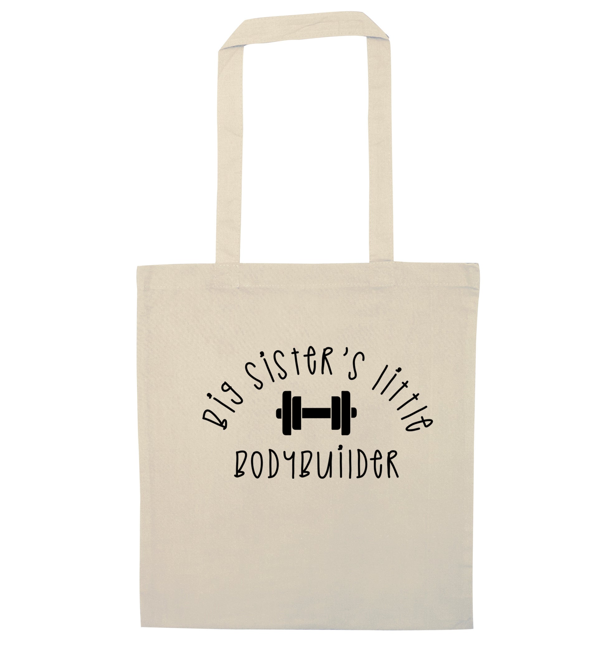 Big sister's little bodybuilder natural tote bag