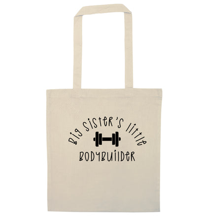Big sister's little bodybuilder natural tote bag