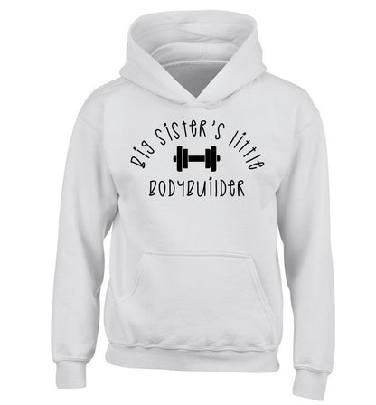 Big sister's little bodybuilder children's white hoodie 12-14 Years