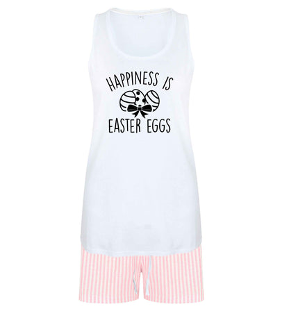 Happiness is Easter eggs size XL women's pyjama shorts set in pink 