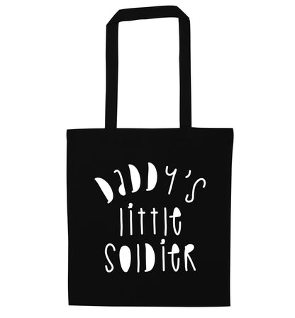 Daddy's little soldier black tote bag