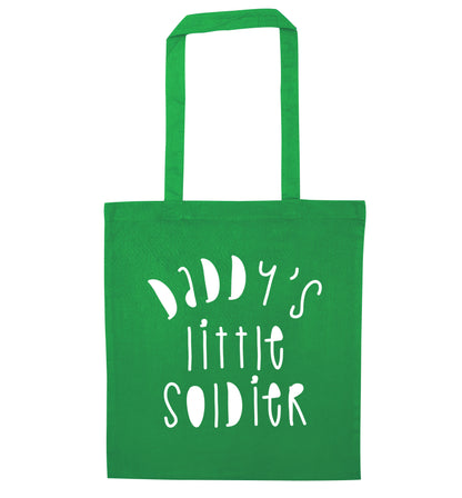 Daddy's little soldier green tote bag