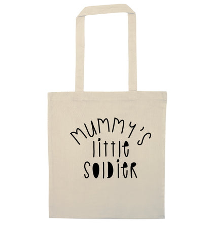 Mummy's little soldier natural tote bag