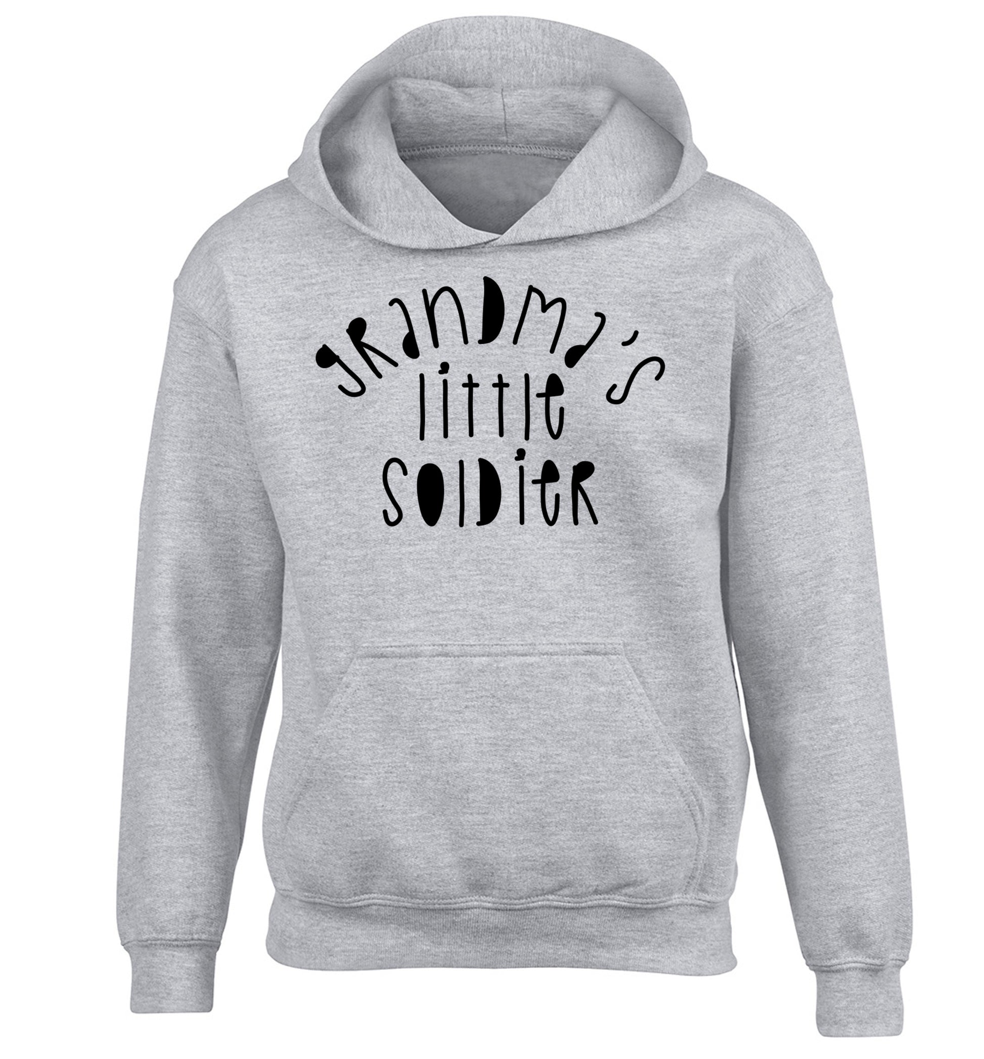 Grandma's little soldier children's grey hoodie 12-14 Years