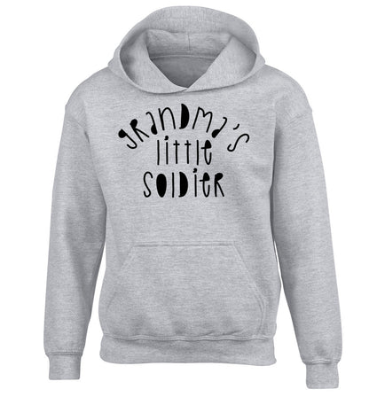 Grandma's little soldier children's grey hoodie 12-14 Years