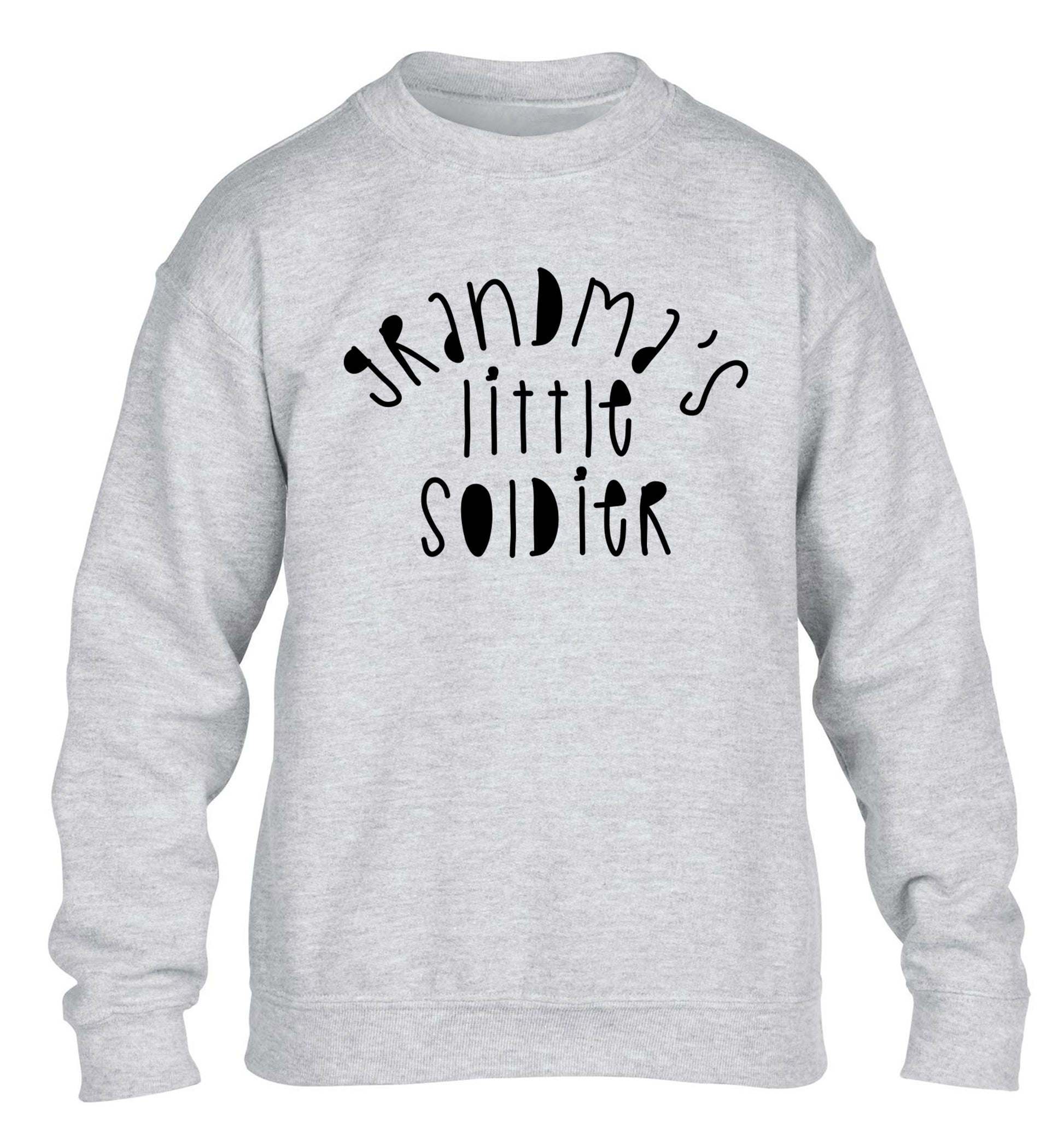 Grandma's little soldier children's grey sweater 12-14 Years