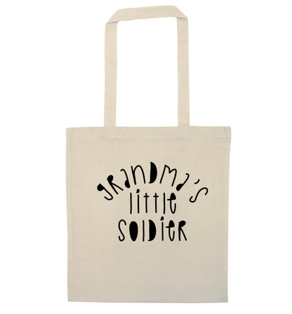 Grandma's little soldier natural tote bag