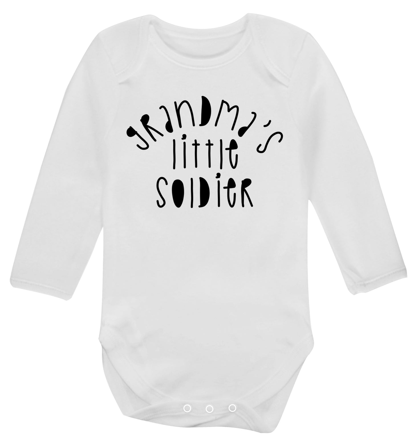Grandma's little soldier Baby Vest long sleeved white 6-12 months