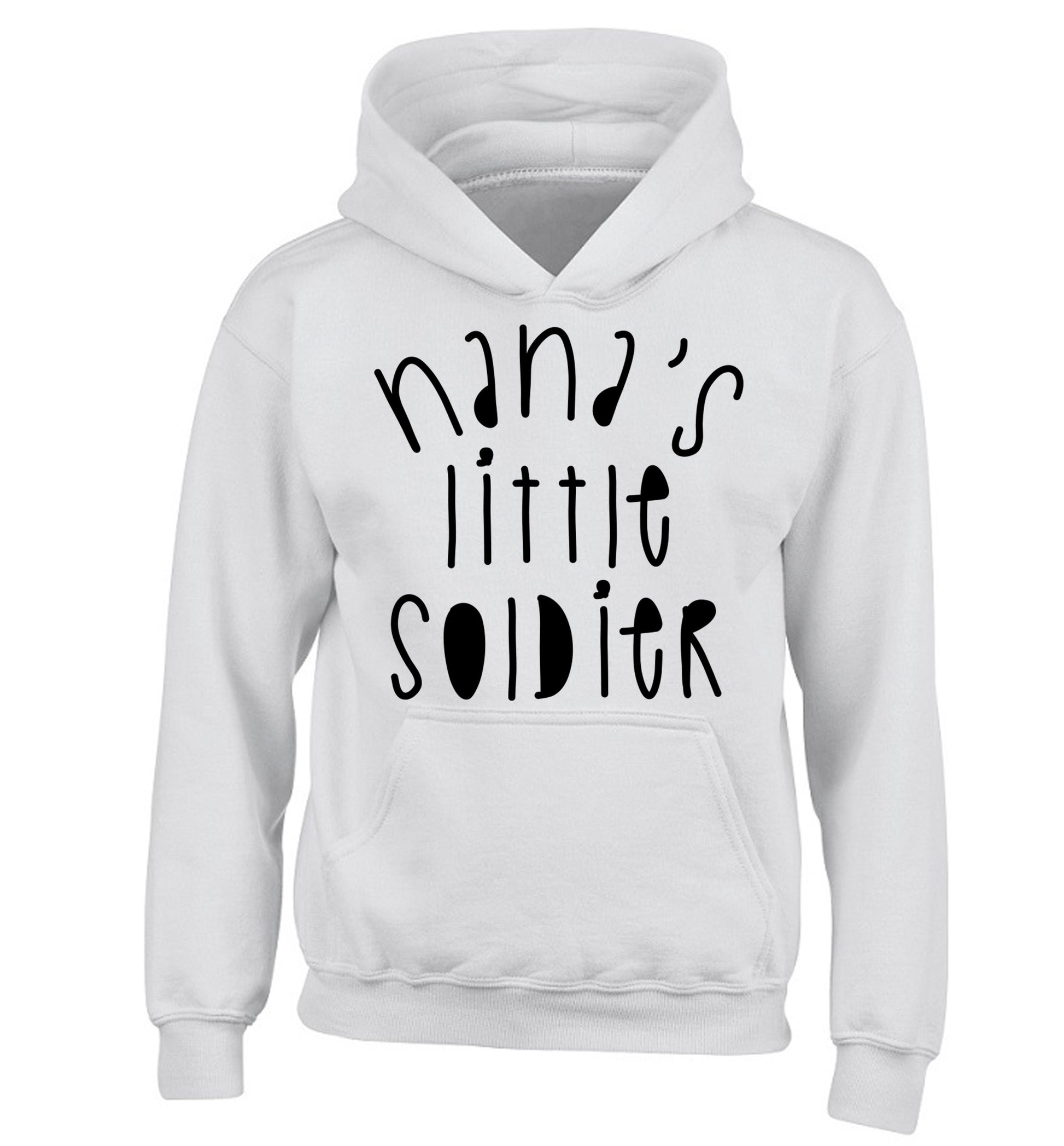 Nana's little soldier children's white hoodie 12-14 Years