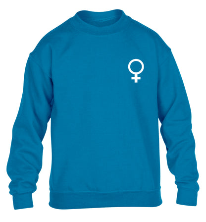 Female pocket symbol children's blue sweater 12-14 Years