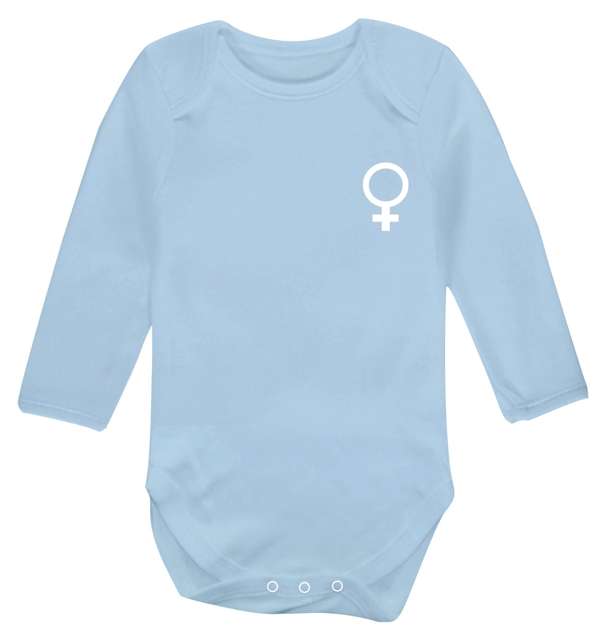 Female pocket symbol Baby Vest long sleeved pale blue 6-12 months