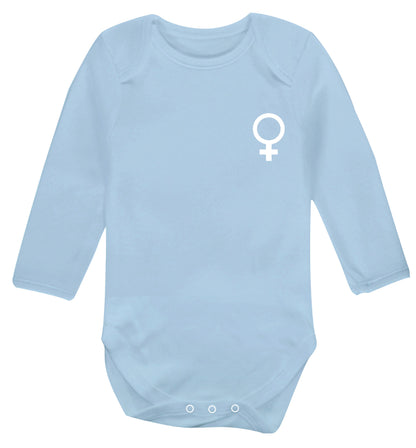 Female pocket symbol Baby Vest long sleeved pale blue 6-12 months
