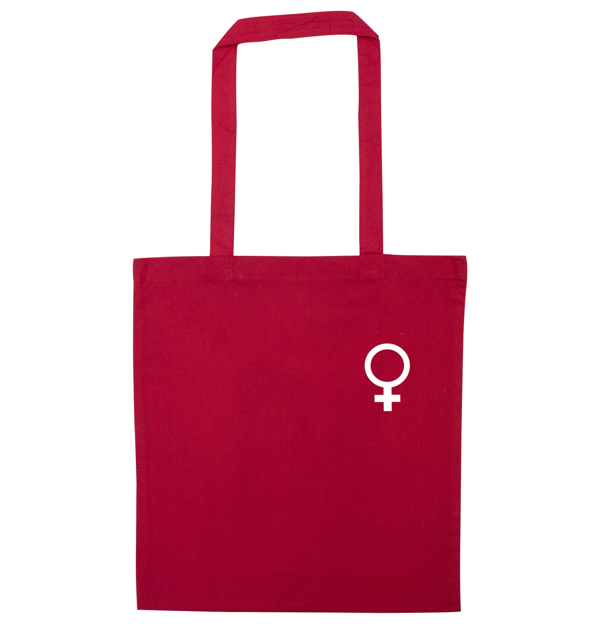 Female pocket symbol red tote bag
