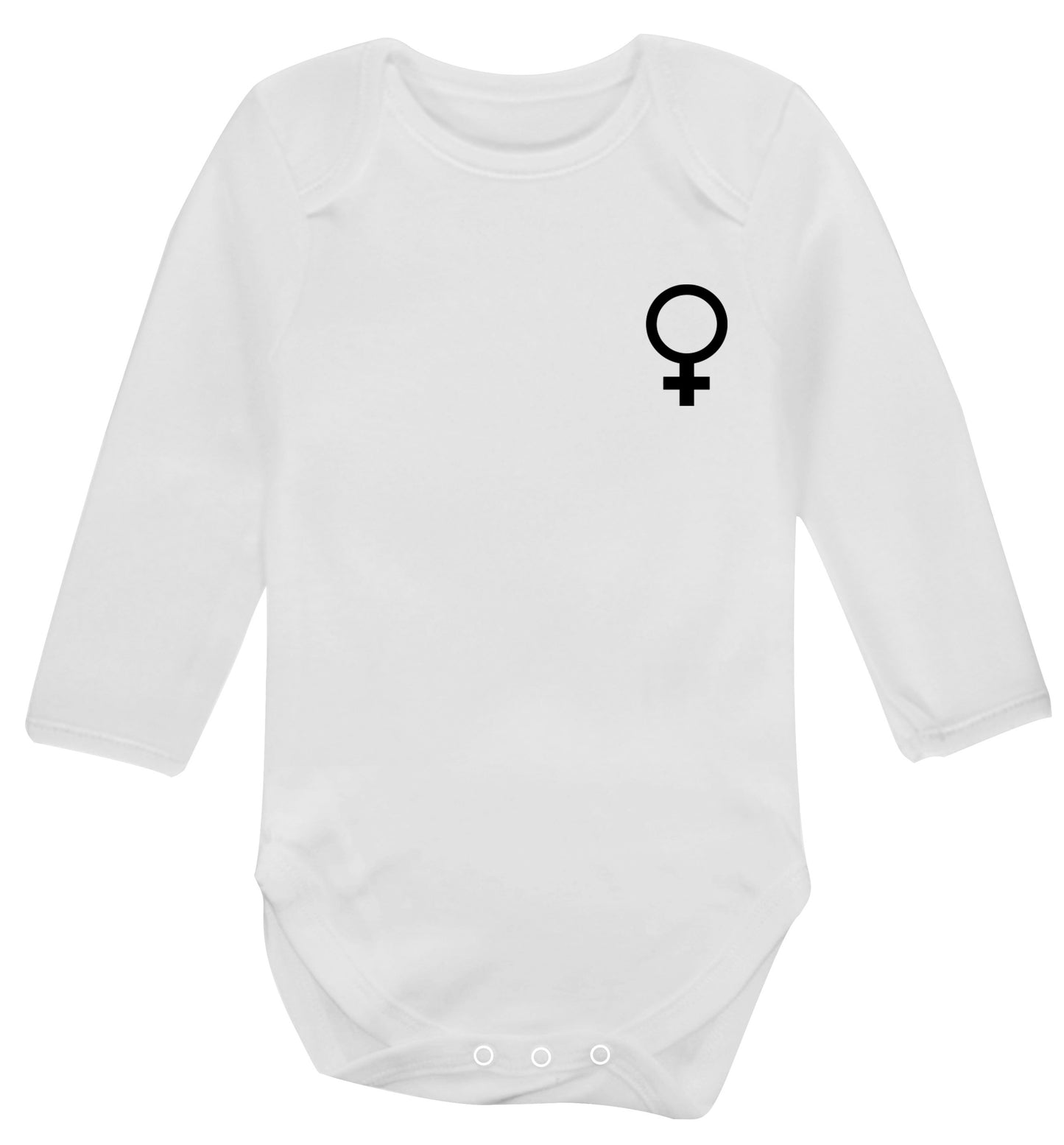 Female pocket symbol Baby Vest long sleeved white 6-12 months