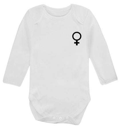 Female pocket symbol Baby Vest long sleeved white 6-12 months