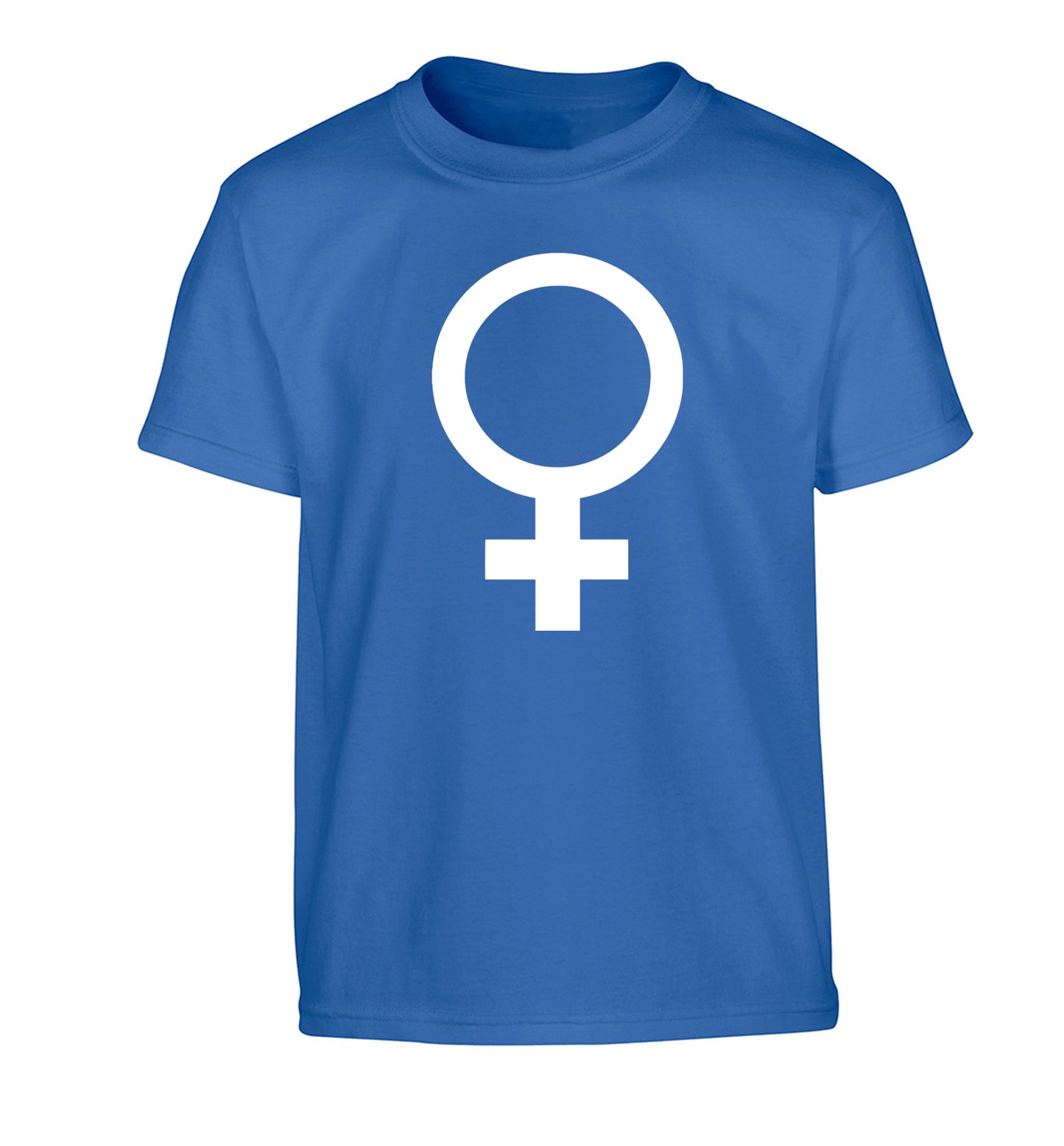 Female symbol large Children's blue Tshirt 12-14 Years