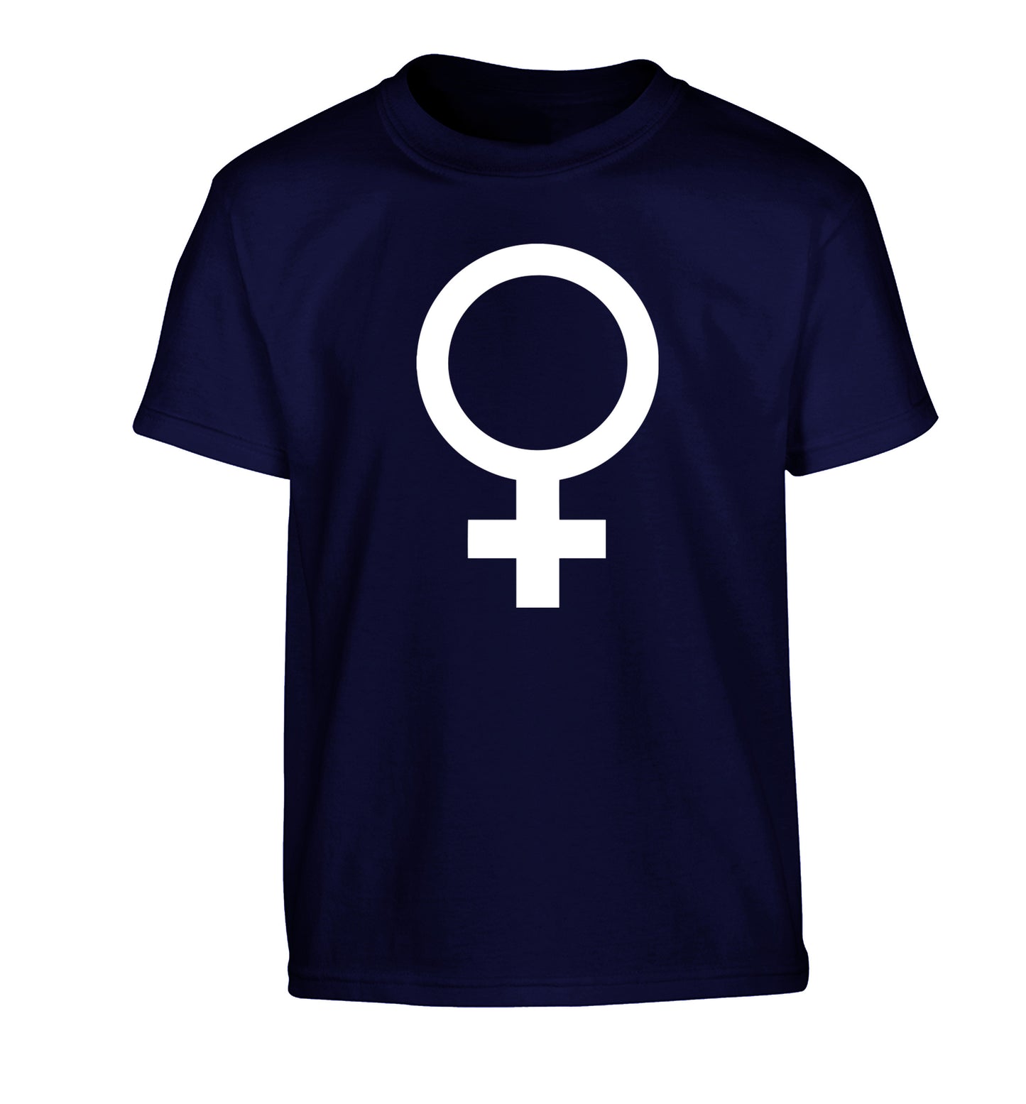 Female symbol large Children's navy Tshirt 12-14 Years