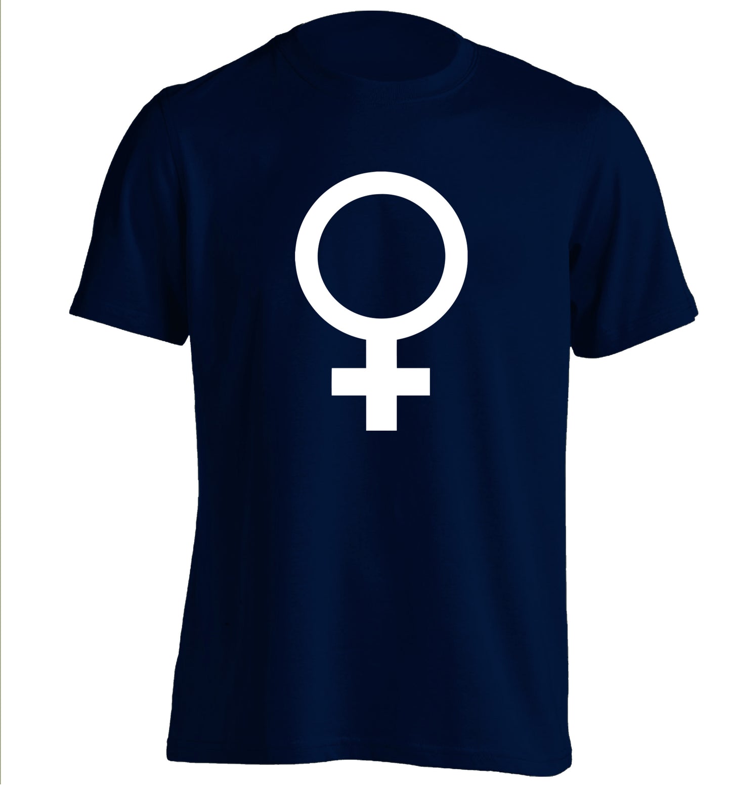 Female symbol large adults unisex navy Tshirt 2XL