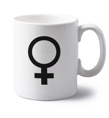 Female symbol large left handed white ceramic mug 